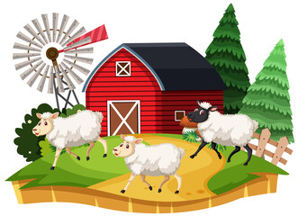 Obraz na płótnie Canvas Farm sheep cartoon character on white background