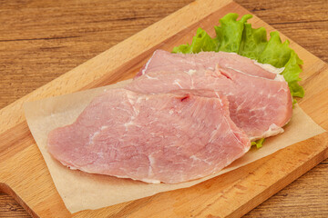 Raw pork steak for cooking