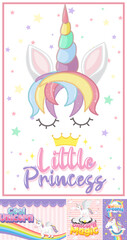 Cute unicorn banner on pastel background color
