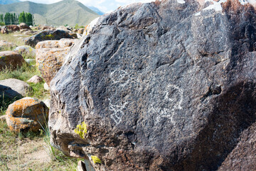 Petroglyph Open Air Museum. a famous historic site in Cholpon-Ata, Kyrgyzstan.