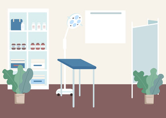 Gynecologist cabinet flat color vector illustration