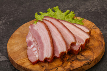 Tasty smoked pork brisket slice