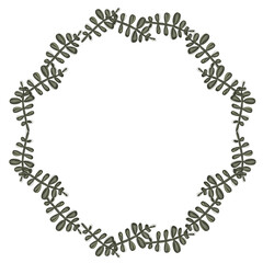 Vector frame, wreath of stem with leaves on a light background