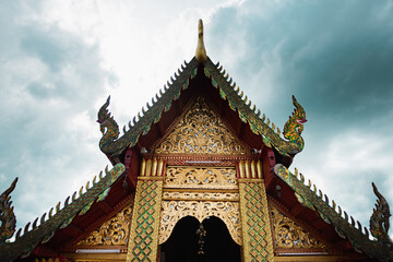 Fototapeta premium Buddhist Temples, in Wat Phra That Doi Suthep, a complex of Buddhist Temples in Chiang Mai