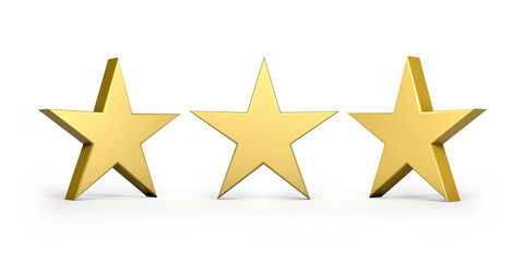 Golden star isolated on white background. 3d illustration.