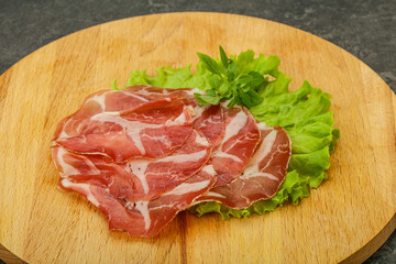 Smoked pork neck slices snack