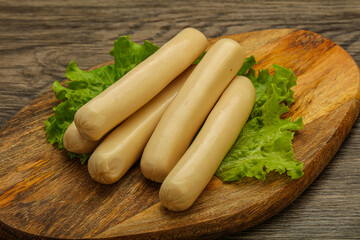 Chicken white sausage with salad