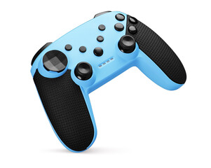 blue joystick. Video game controller isolated on white