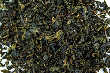 pile of powdered tea leaves / close macro shot