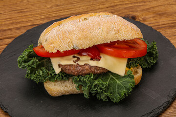 Italian ciabatta bread with burger