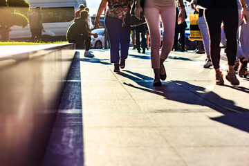 a daily routine scene / people walking and shopping