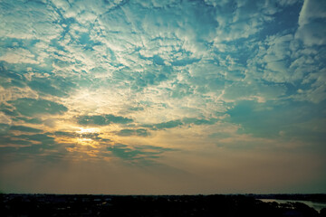 Beautiful clouds in the beautiful sky, Sky background image. Blue tone background.