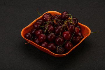 Sweet cherry in the basket