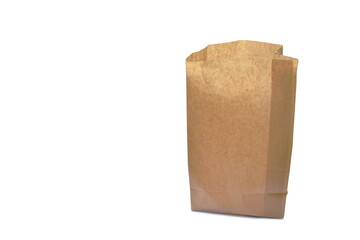 brown paper bag packing friendly and safety for environment on white bacvkground