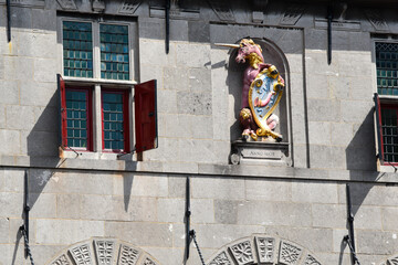Coat of arms of the town of Hoorn on the weigh house in Hoorn.