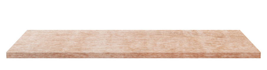 Vintage wooden tabletop or wood shelf isolated on white background. Object with clipping path.