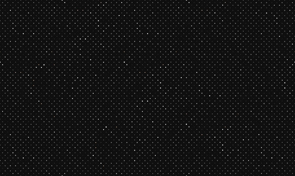 Vintage vector white polka dot print on black background. Seamless pattern.
