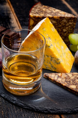 Tasting of Irish blended whiskey and cheeses from Ireland and UK