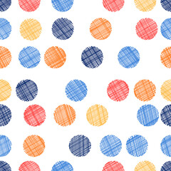 Cute seamless pattern, polka dot fabric, wallpaper, vector.