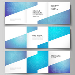 Fototapeta premium Minimal vector editable layout of square format covers design templates for trifold brochure, flyer, magazine. Big Data Visualization, geometric communication background with connected lines and dots.