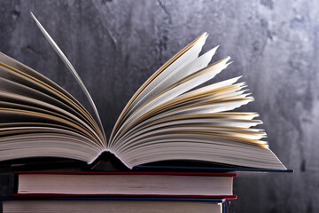 Composition with open book