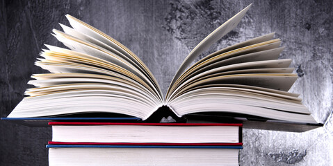 Composition with open book