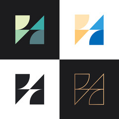 Collection of abstract H letters modern abstract logo icon design concept. Isolated on white and dark backgrounds. Vector illustration