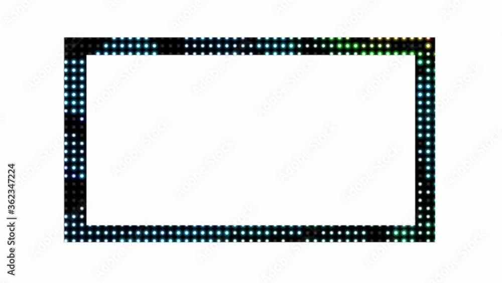 Poster rectangular frame with a pattern of dots of light flashing bright colorful led lights, a frame for e