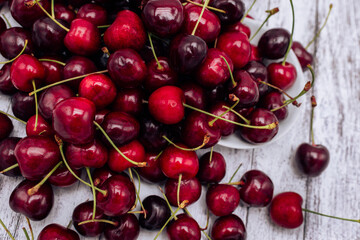 Obraz na płótnie Canvas Ripe red cherries in bulk