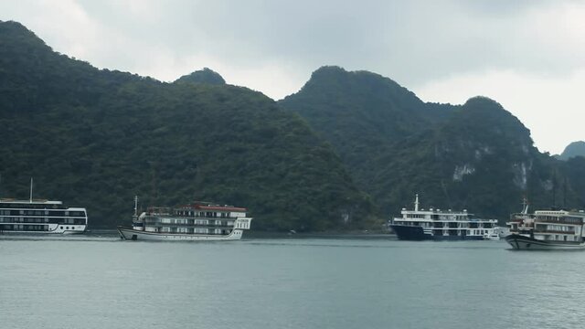 Beautiful rocky islands near Cat Ba, Vietnam. An archipelago of 366 Islands in Vietnam.

