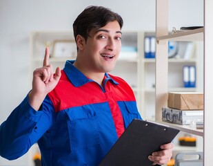 Man working in the postal warehouse