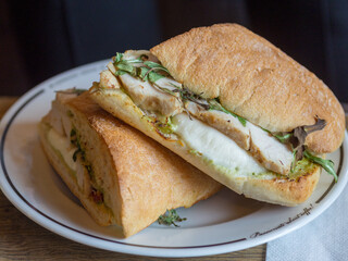 chicken ciabatta on a white plate