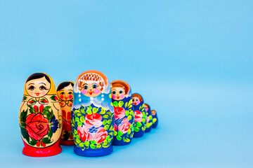 Colorful matryoshka, Slavic souvenir.