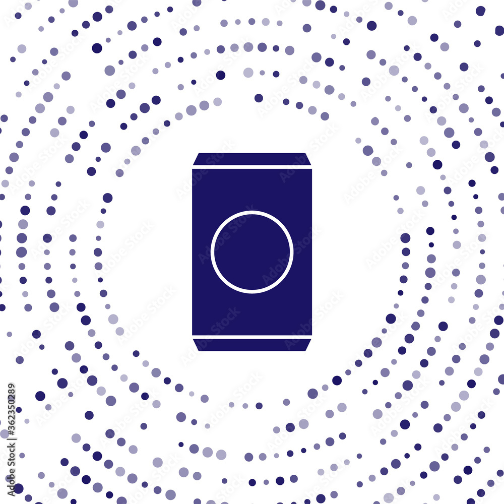 Aufkleber blue soda can with drinking straw icon isolated on white background. abstract circle random dots. ve