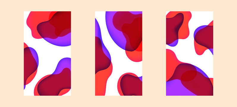 Set of Jelly Fluid Lava Lamp Dynamic Wallpaper for Devices. Trendy Design Graphics Used for Background Screen.