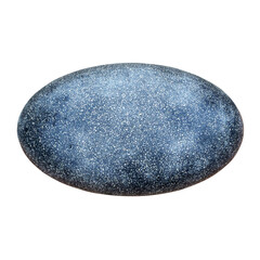 Gray oval stone with a white speck on a white background