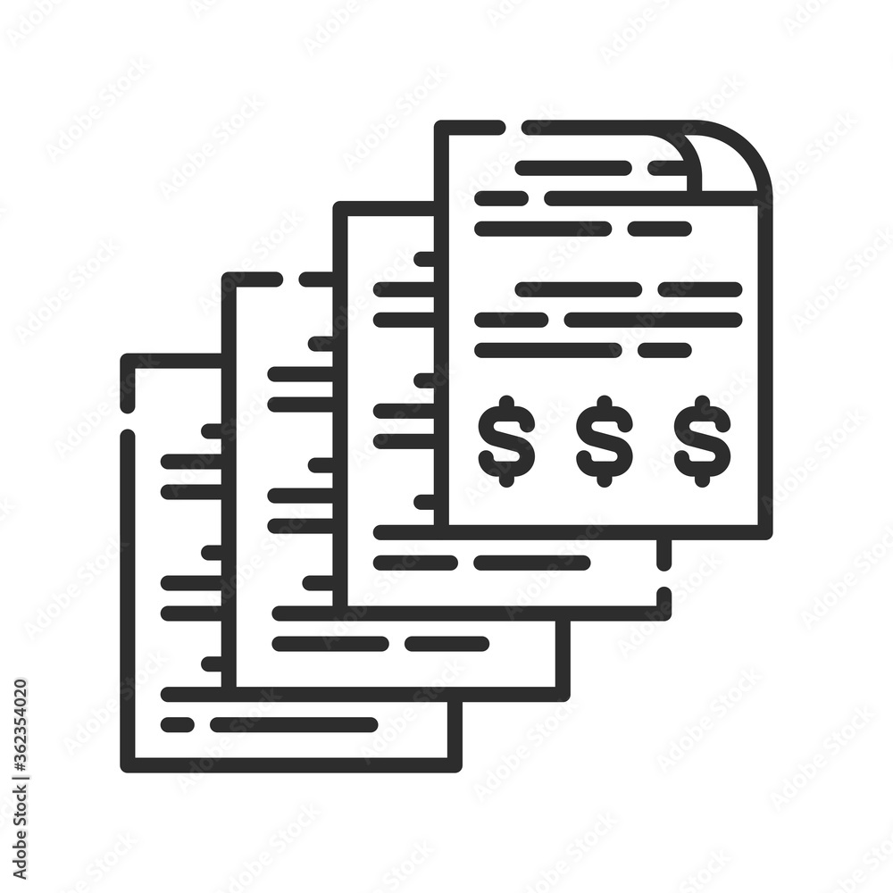 Poster report and financial statements black line icon. bookkeeping and accounting. pictogram for web page,