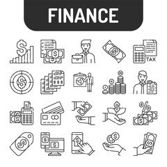 Finance black line icons set. System money management. Pictograms for web page, mobile app, promo. UI UX GUI design element. Editable stroke