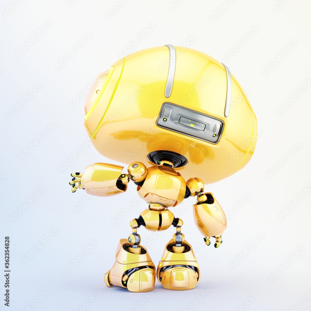 Poster adorable mini unit in backwards pose gesturing. 3d rendering