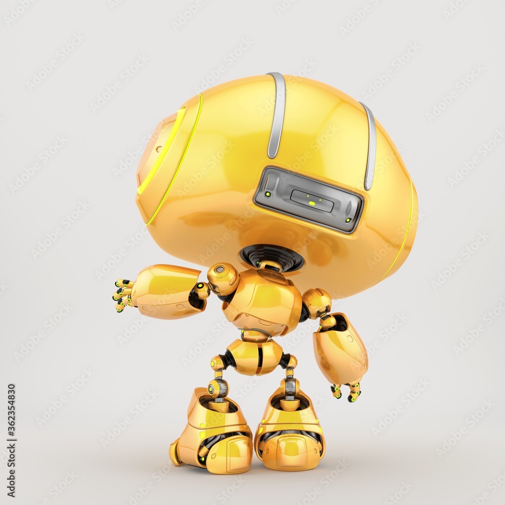 Poster adorable mini unit in backwards pose gesturing. 3d rendering