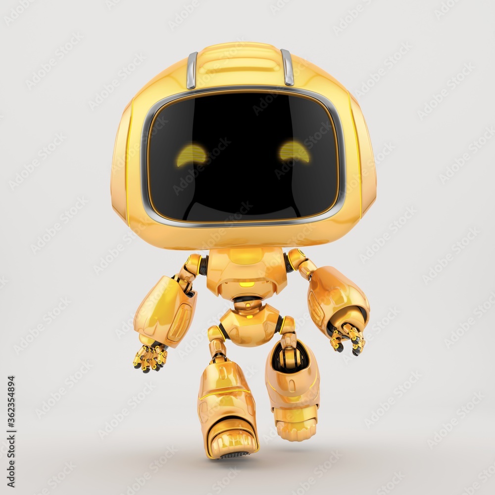 Aufkleber adorable mini unit in front pose walking. 3d rendering