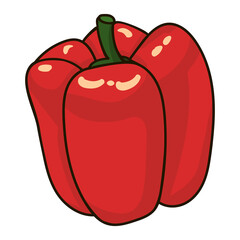 Red line pepper. Doodle cartoon pepper.