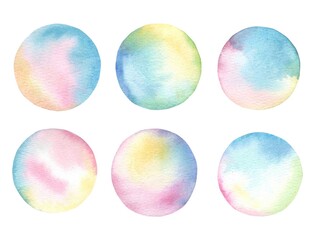 Watercolor rainbow splashes collection. Watercolor stain. 