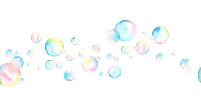 Watercolor bubbles background, frame, border. 