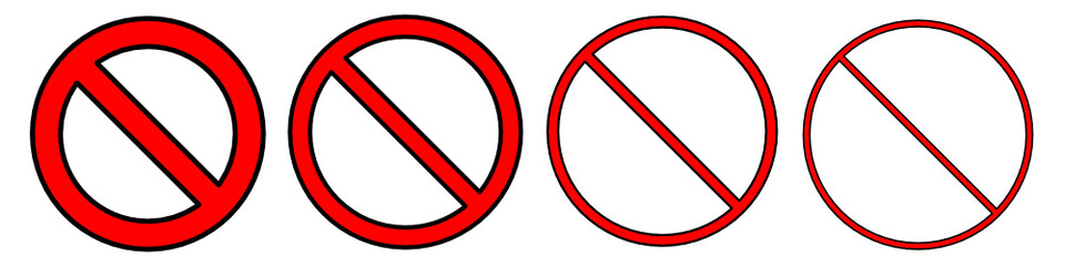 Set of red “no symbol”. Prohibition sign