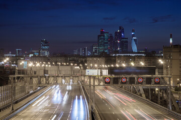 Fototapeta na wymiar car traffic in the city at night, long exposure