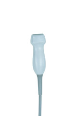isolated phased array transducer on the white background. cardiac probe and ultrasound equipment...