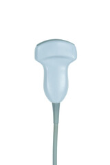 isolated curvilinear or abdominal transducer on the white background. ultrasound probe and medical equipment concept