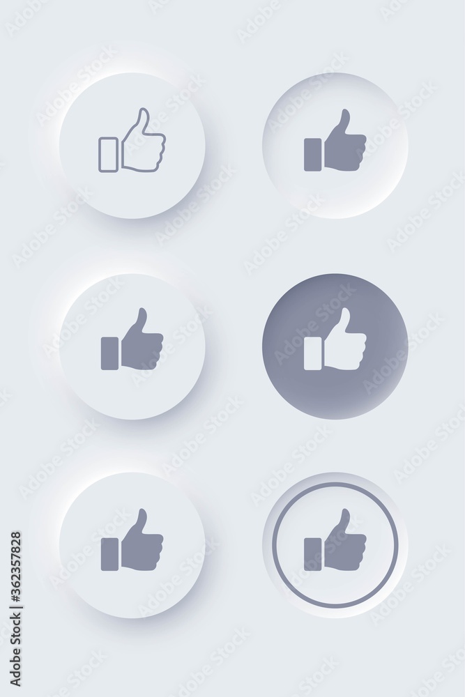 Poster editable neomorphic interface elements. buttons like and dislike round shapes for websites and socia