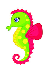Seahorse/cute colorful vector illustration of hippo camuse